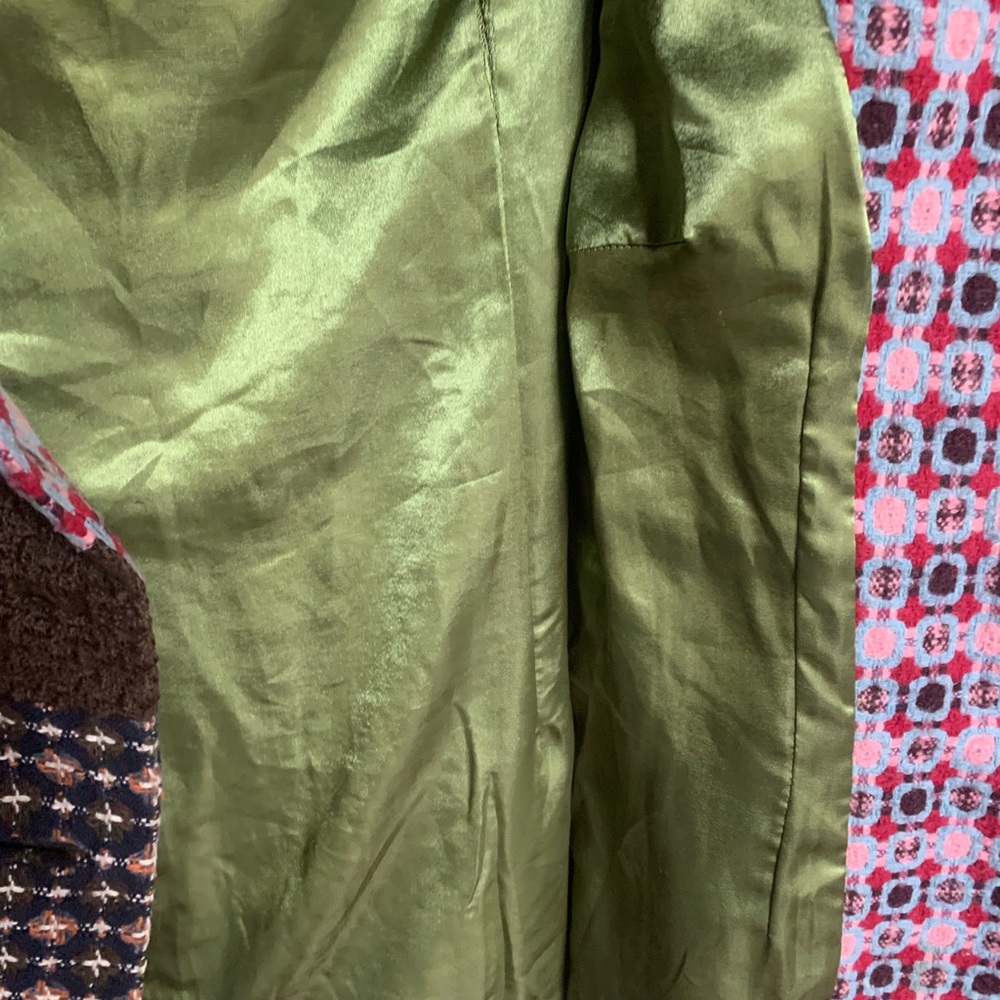 An Ren Red Collar Mixed-Pattern Pea Coat - Picture 12 of 16